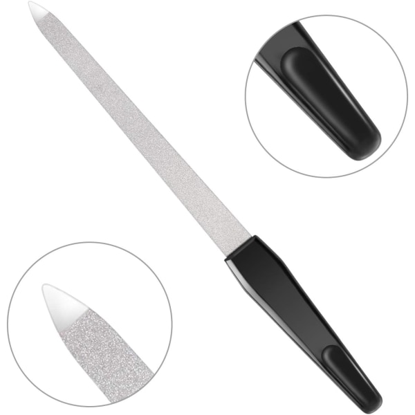 3-pack metall nagelfilar nagelfilar plast nagelmatta långt handtag manikyrverktyg nagelvårdsaccessoarer (svart, 14,8 cm)