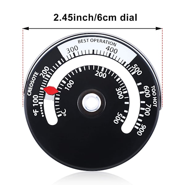 Magnetisk vedovns termometer peisovn termometer røyktemperaturmåler