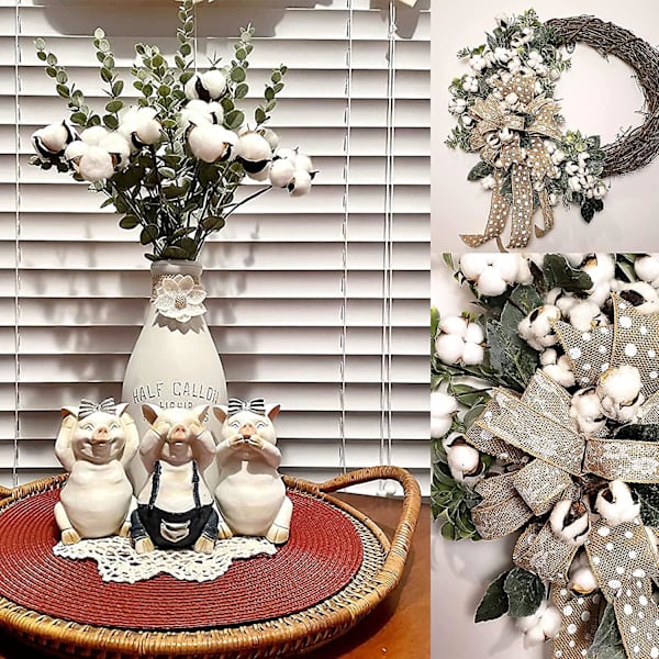 3 stjälkar bomullsflorer konstgjorda bomullsblommor torkade bomullsblommor stjälkar konstgjorda bomullsblommor konstgjord bondgårdsdekor 9 Inch
