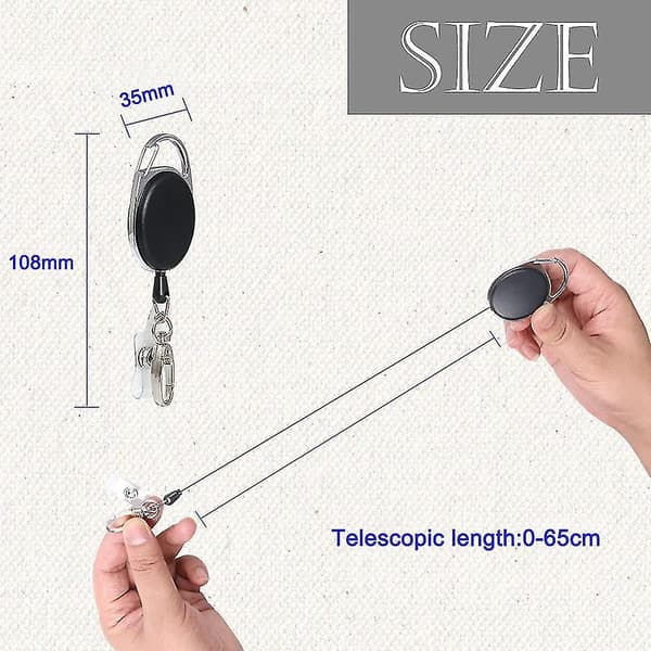 Sort Robust Teleskopisk Badgeholder 3PCS