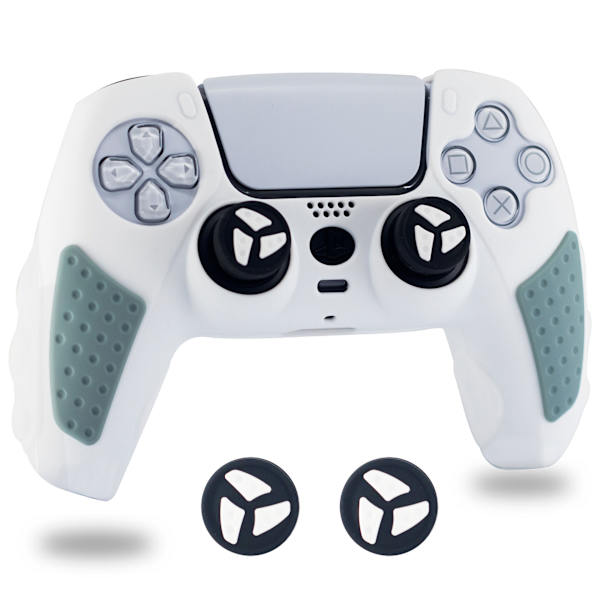 Sød hudgrebsdæksel til PS5-controller, skridsikkert silikonebeskyttende gummibeskyttelse, hvid grå