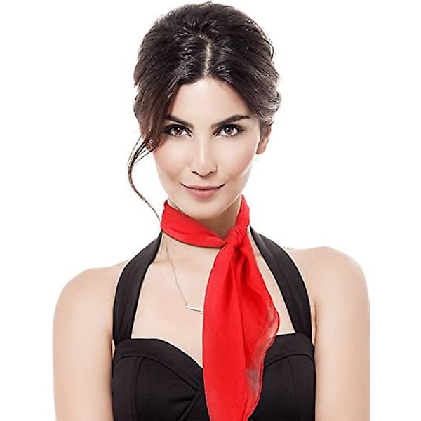 10 st Chiffonscarf Dam Kvadratisk Näsduk Lätt Satinscarf Retro Halsscarf 60*60cm