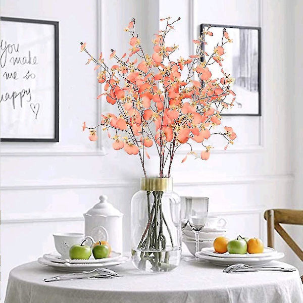 4 stk Kunstig orkidé silkeblomst falsk blomsterbukett falsk dansende dame orkidé falsk Phalaenopsis orkidé for Diy