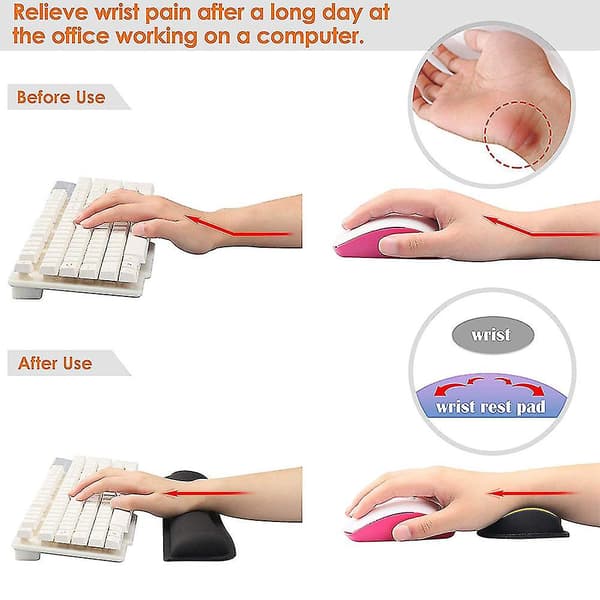 Håndleddsstøtte for tastatur og musematte, laget av memory foam