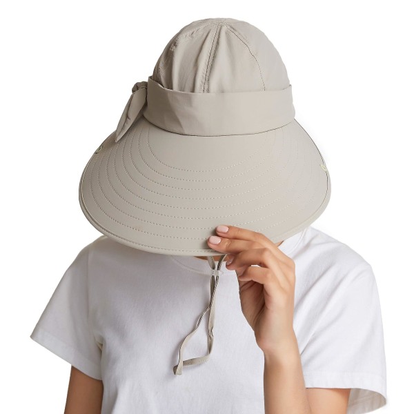 Naisten cap Upf+50 irrotettava läppä leveäreunainen visiiri aurinkosuojavaellushatut Khaki