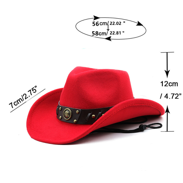 Cowherd Western Cowboy Hat Woolen Jazz Top Hat for Men and Women red