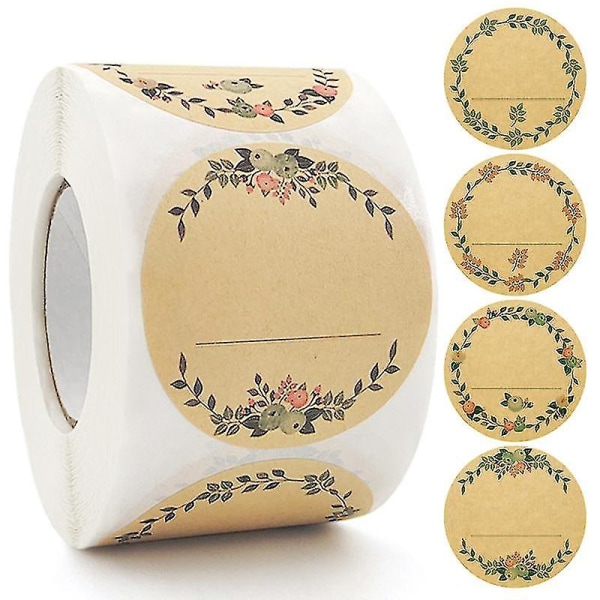 500 st självhäftande etiketter i kraftpapper, 5 cm, syltburksetiketter Type A