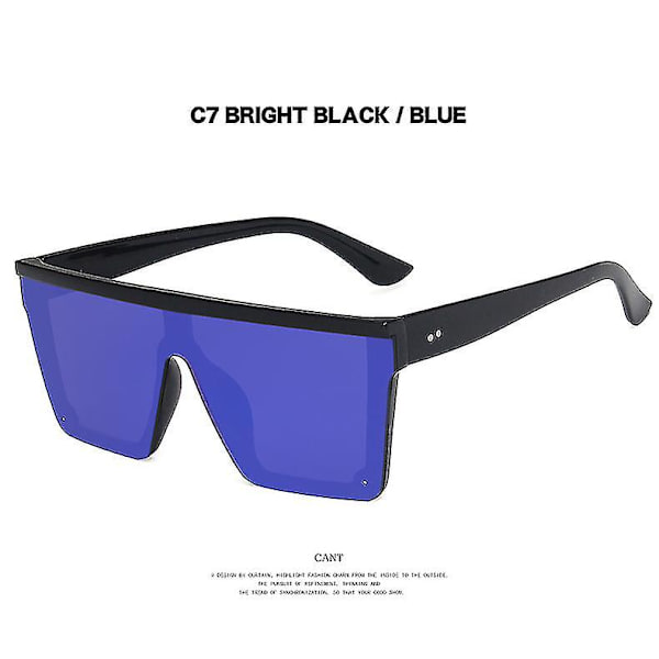 Nye Trend Store Ramme Et-stykke Uv400 Solbriller Gade Optagelse Mand/kvinde Solbriller Retro Bright black and blue mercury