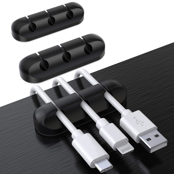 3-pack Kabelhållare, Kabelhantering Sladd Organizer Clips Silikon Självhäftande USB Laddningskabel Clips För Desktop Office Hem