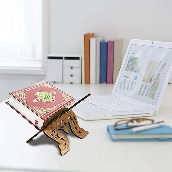 Bokställ gjord av trä, koranens heliga bokhållare, bokhyllaprydnader för läsning, islambok