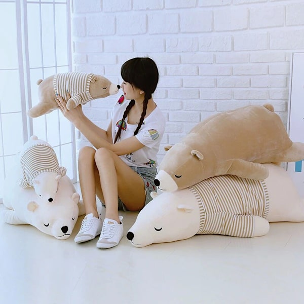 50cm Kawaii Isbjörn Plyschdjur Supermjuk Djurmatta Sovkudde Plyschleksak för Barn