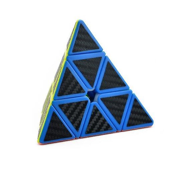 Triangel Pyraminx Magic Cube Pyramid Speed ​​Puzzle Cube Brain Teaser Twist Toy Kolfiberdekal A