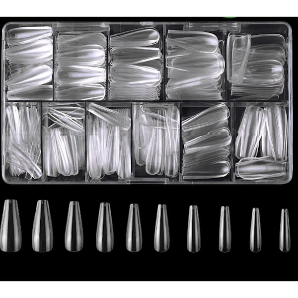500 stk./æske klare falske negle patches klare negleforlængelse lange ballet manicure patches