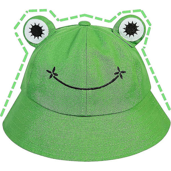 Fiskehatte til kvinder - Fiskehat med frø - Solhat - Unisex spandhat - Sammenfoldelig udendørs sommerhat til camping og vandreture Green