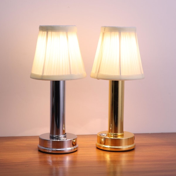 Uppladdningsbar sladdlös led-bordslampa, bärbar USB -bordslampa i metall Bordslampor Läslampor för nattduksbord Restaurang Gold