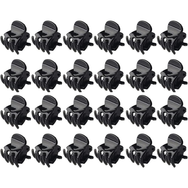 Black 24 pcs Mini Hair Clips, 1.5cm Small Non-slip Hair Clips Plastic Mini Hair Claw Clips for Girls and Women