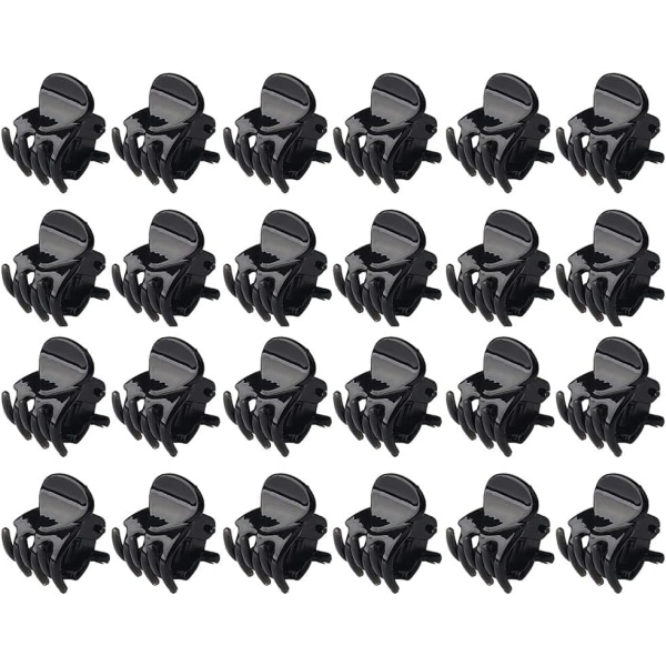 Svart 24 st Mini Hårklämmor, 1,5 cm Små Halkfria Hårklämmor Plast Mini Hårklämma Klämmor för Flickor och Kvinnor