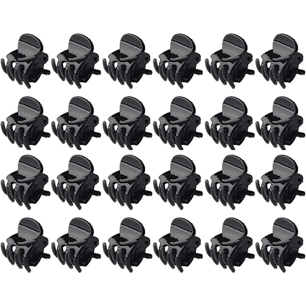 Svart 24 stk Mini Hårklemmer, 1,5 cm Små Sklisikre Hårklemmer Plast Mini Hårklo Klemmer for Jenter og Kvinner