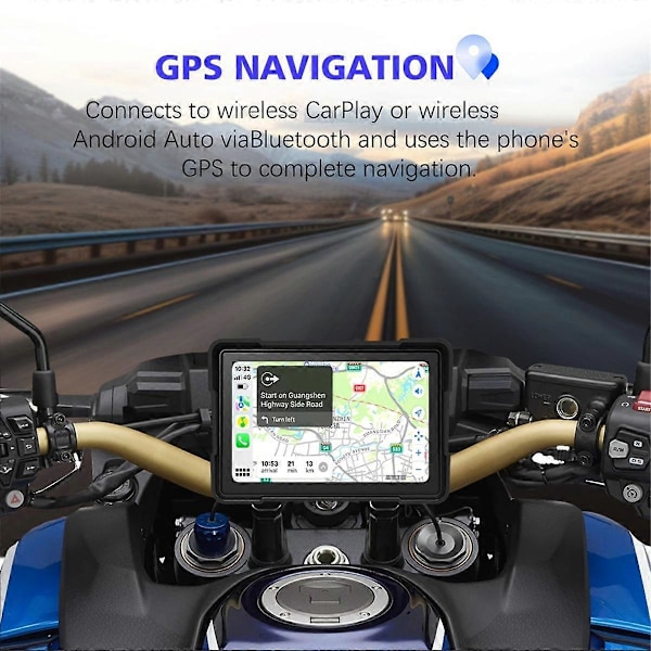 Motorcykel 5 Tommer Bluetooth Bærbar Skærm GPS Navigation IP67 Vandtæt Trådløs Carplay Android Auto MP5 Afspiller