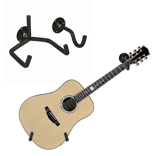 2st Gitarrställ Hängare Krok Horisontell Gitarr Väggfäste Ställ Hållare Rack Displayhållare för El- och Basgitarr