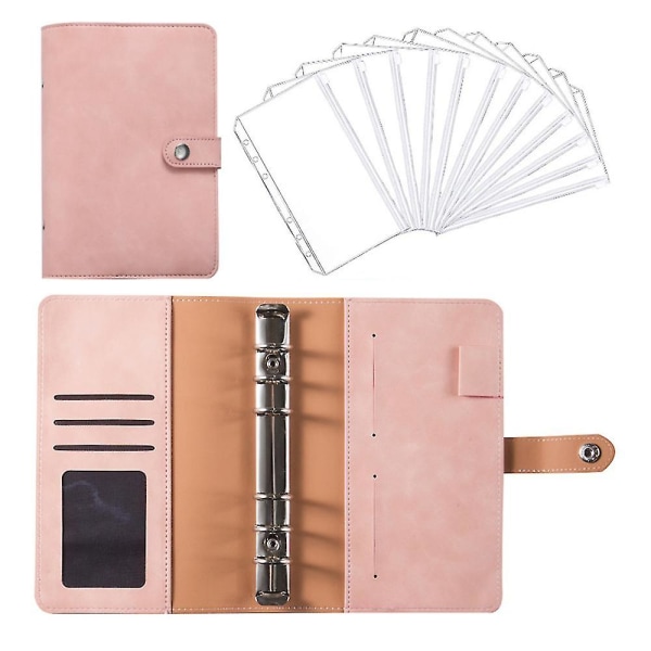 Anteckningsblock Binder Budget Planner Binder Cover Med 12 Stycken Binder Pocket Personlig Kontantbudget Kuvert System 6 Hål Bean Paste Pink