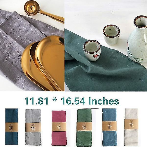 Näsduk Handduk Bomull Linne Duk Bordservett Solid Hem Bröllop Grey