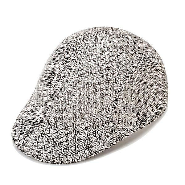 Klassisk sommar andningsbar mesh keps Newsboy hatt Cabbie platt keps Light coffee