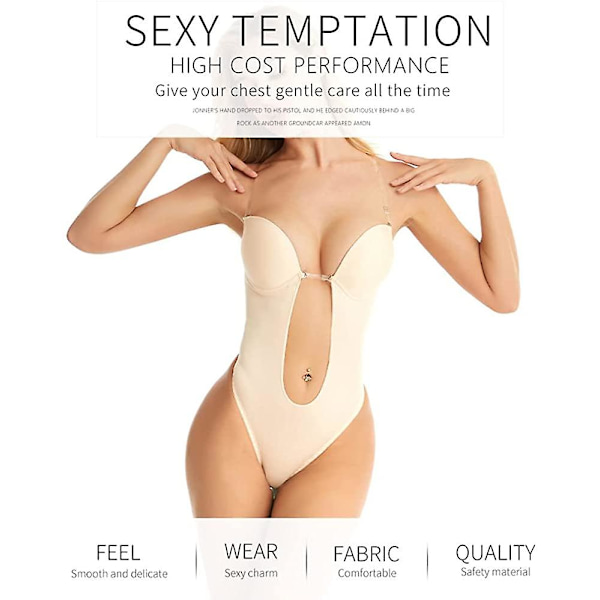 Body Shaper for kvinner Shapewear Tummy Control Body Shaper U-plunge stropper Ryggløs Sexy undertøy Midjetrener M