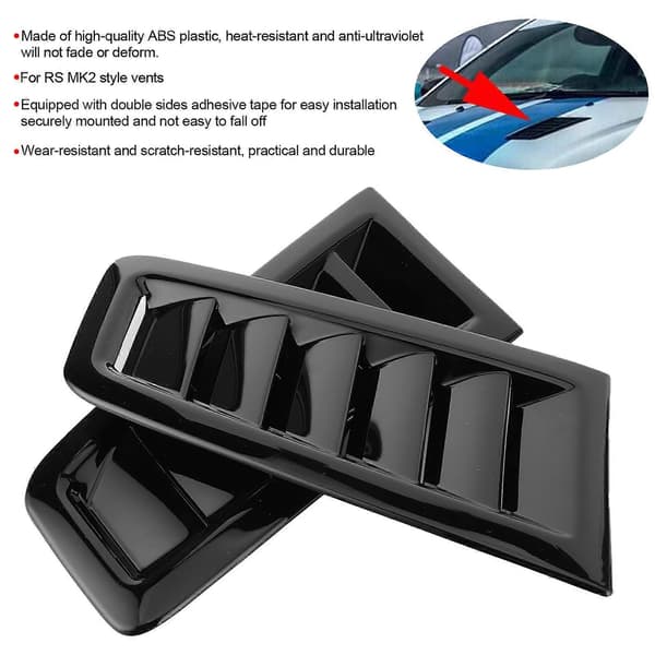 2 stk. Universal Bonnet Luftventiler Motorhjelm Bil Eksteriør Dele til Focus RS MK2 Style Gloss Sort