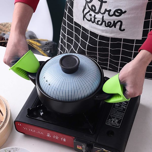 Silikon grytlappar klämma grepp 2 st vante matlagning klämma, halkfria mini ugnsvantar värmebeständiga grytlappar mini för kök matlagning bakning grillning F