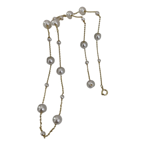 Enkelt långt pärlhalsband trendig design nyckelben Y-kedja halsband