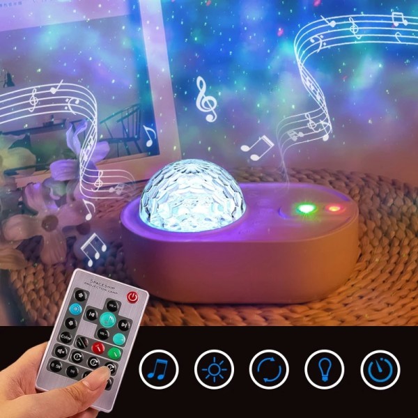 Stjärnprojektor Nattljus Rymdskepp Ljus Galaxy LED Projektor Ljus Bluetooth Högtalare Barnrum Heminredning Ljus