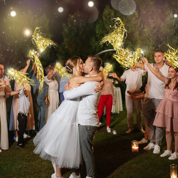 48 st Ljusa Bröllopsstavar LED Glitter Bröllopsstavar Lysande Bröllopsband för Bröllop Gold