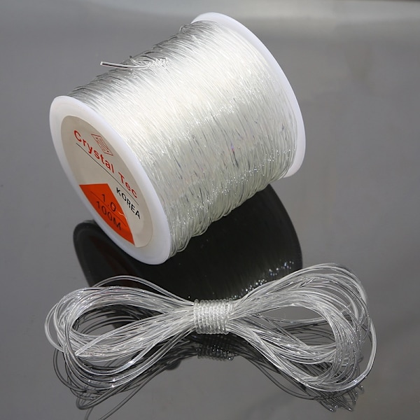 2 stk. elastisk armbåndstråd 100m*0,8mm elastisk armbåndsline transparent sort elastisk stræktråd med saks og perlenål til armbånd
