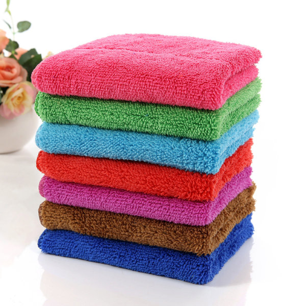 (25 x 30 cm, röd färg） Hängande handdukar Coral Microfiber Fleece Handdukar för kök