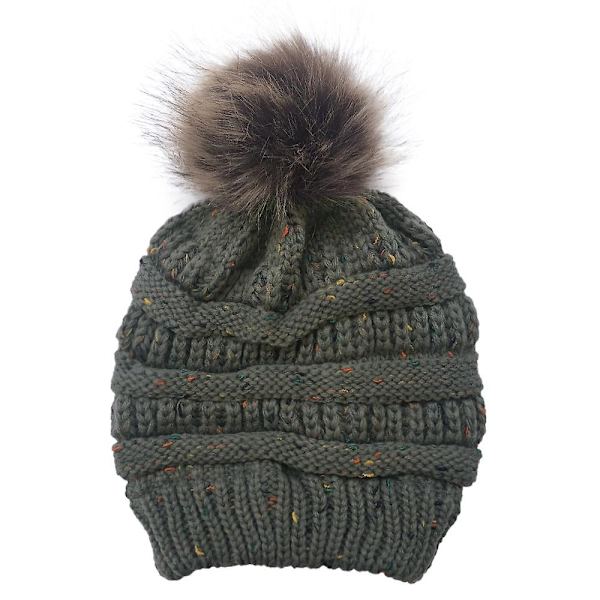 Vinterhue strikket hue konfetti varm pompom hue til kvinder sort Dark Gray