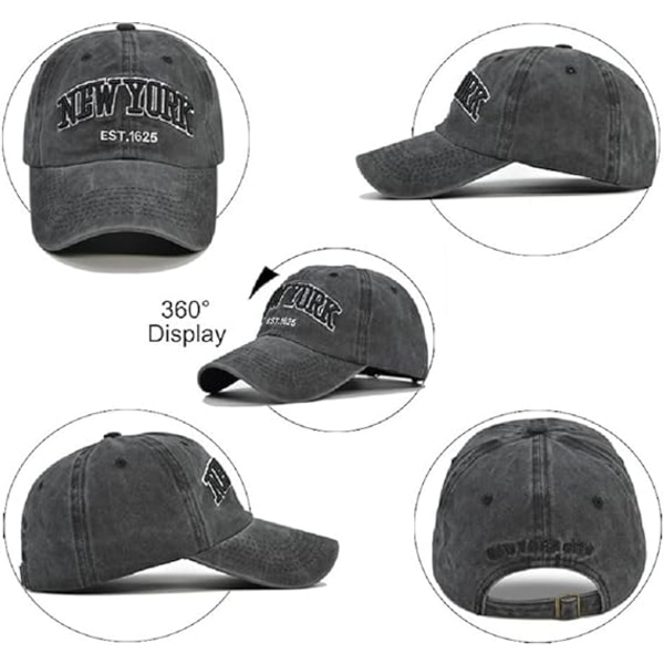 Baseball-lippis, unisex vintage-farkkulippis, säädettävä lippis, hiphop-muoti, snapback-urheilulippis, kirjailtuja kirjaimia, moottoripyörälippis, harmaa