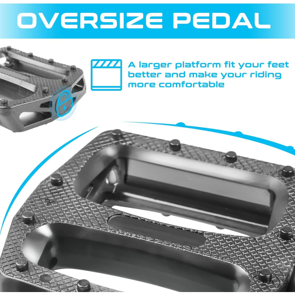 Cykelpedaler, Universal Pedal Mountainbike Pedaler Hållbara och halkfria breda plattform för 9/16\" Mountainbike BMX Fällbar landsvägscykel Cykeltillbehör