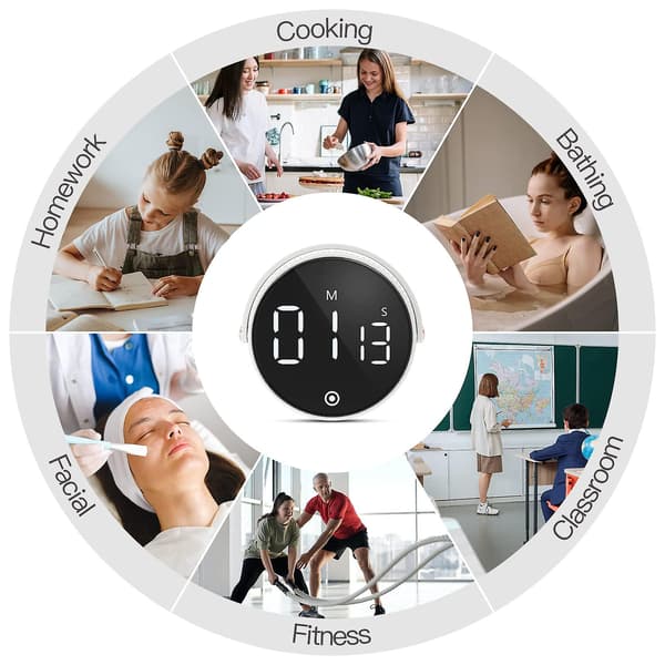 Digital kökstimer för matlagning, stor LED-display, magnetisk nedräkningstimer för klassrum, justerbar volym
