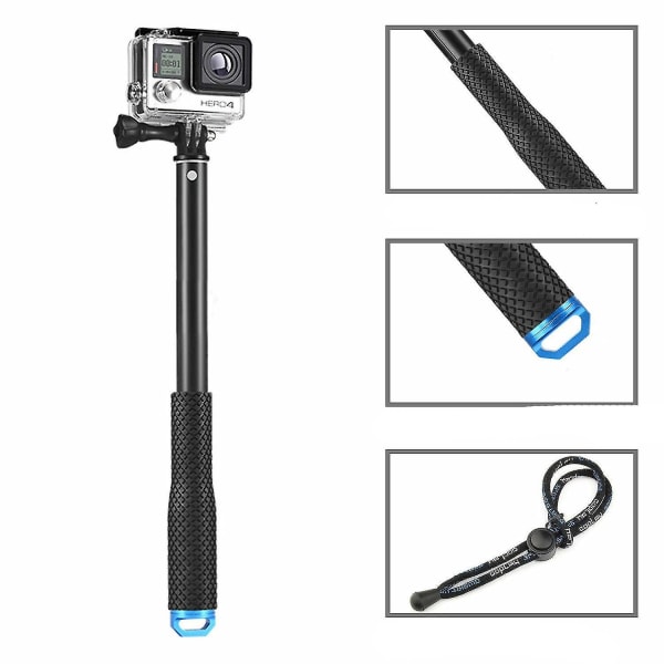 36\" Selfie-pinne håndgrep forlengelsesstang for Gopro Hero/session 9 8 7 6 5 4 3+
