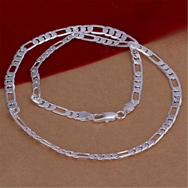 6mm platt kedja 925 silverpläterat halsband mode smycken kvinnor män solid bröllopsgåva 55cm