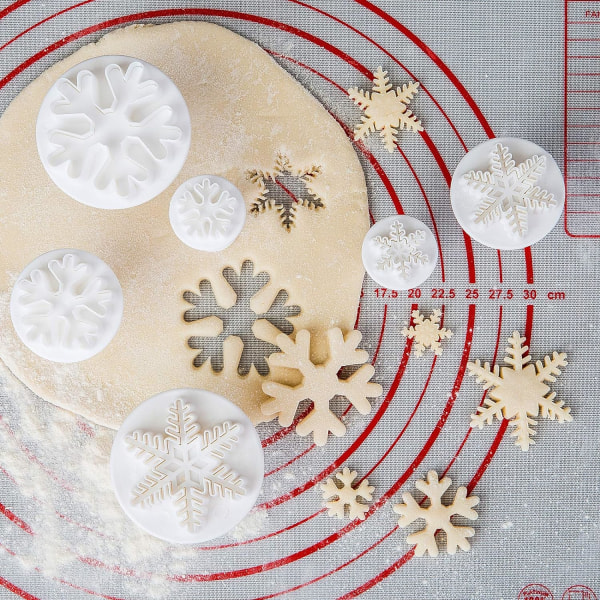 2 set 3 stj. Julbakformar Snöflingeform för Dekorering av Fondantkakor Sockerpasta Grova Snöflingor