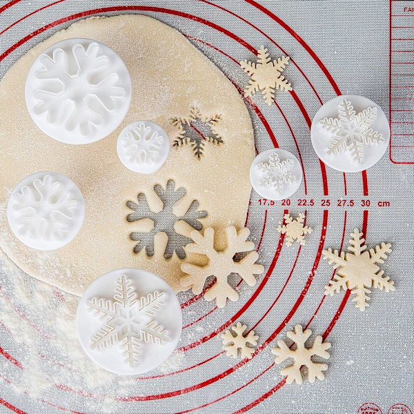2 sett med 3 stk julekakeform Snow Bottle Mold for dekorering av fondantkaker Sukkerpasta Grov Snøfnugg