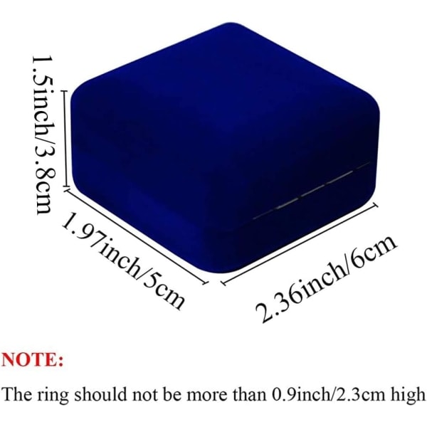 Sammetsringask (Blå) med LED-ljus Ringask för Bröllop, Frieri