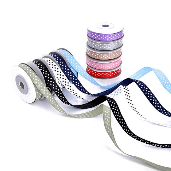 5 meter 10 färger 10 mm dekorativt färgglatt grosgrainband med prickar polyester DIY satängband snedställd dekoration kreativ fritid bröllopsdekorationer