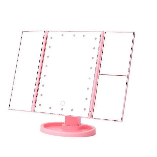 22 LED-ljus smink spegel 2/3/10x förstoring kosmetisk bärbar 3 fällbara fåfänga speglar 180 rotation touch dimmer bord speglar