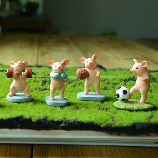 Miniatyr fe hage gris statue - Mini prøv igjen gris