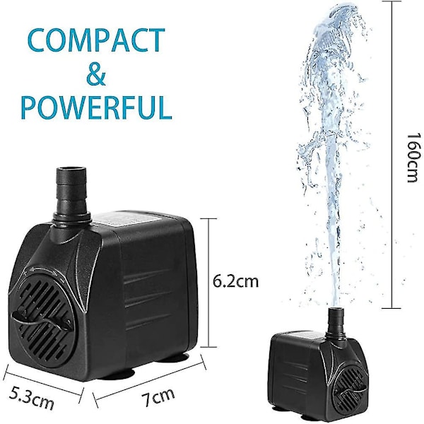 Sukeltava vesipumppu, 800l / H 16w Ultra-hiljainen säädettävä akvaariopumppu