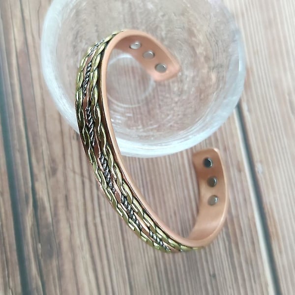 Koppararmband Magnetisk Metabolism Främjande Armband Öppet Armband För Män Kvinnor D