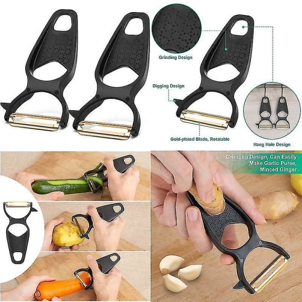 2pcs Stainless Steel Swivel Sharp Blade Vegetable Peeler